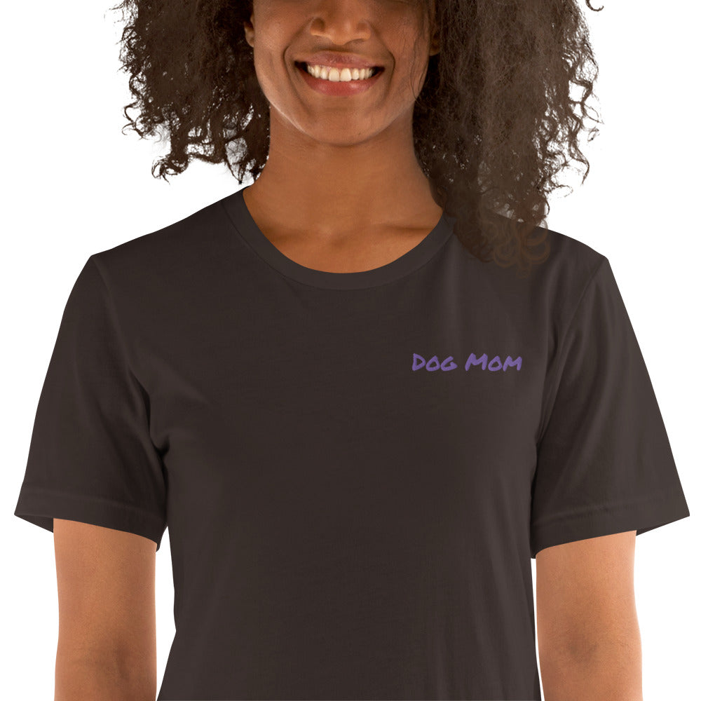 Embroidered Womens Premium "Dog Mom" T shirt