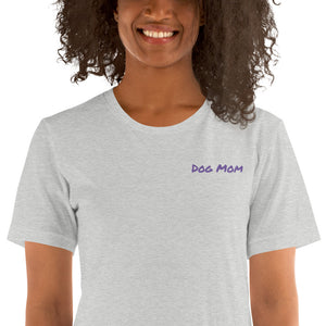 Embroidered Womens Premium "Dog Mom" T shirt