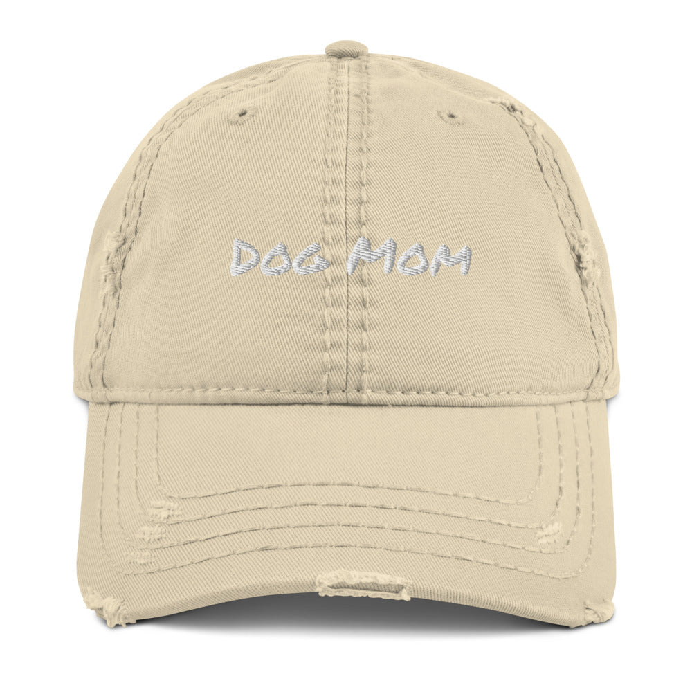 Distressed Dog Mom Embroidered Baseball Cap