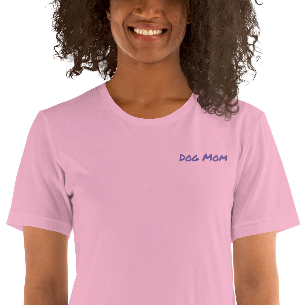 Embroidered Womens Premium "Dog Mom" T shirt