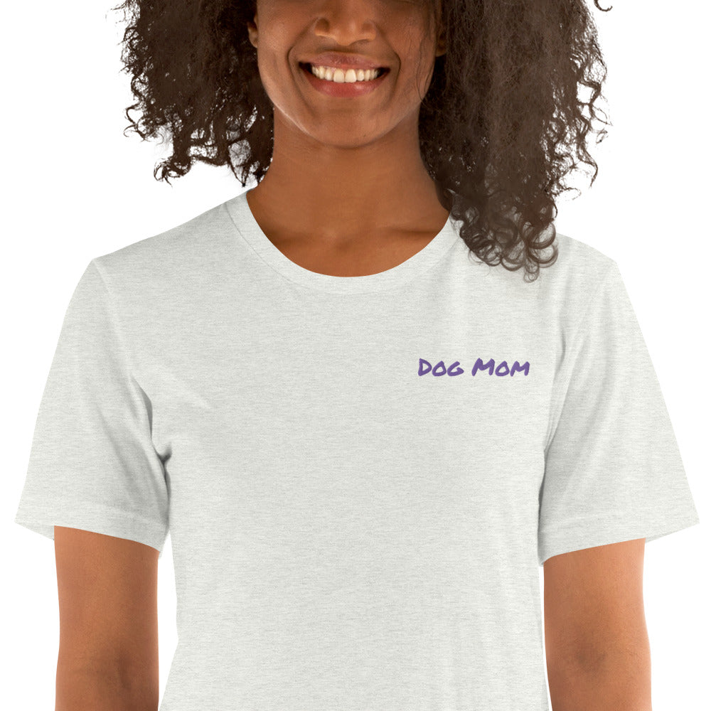 Embroidered Womens Premium "Dog Mom" T shirt