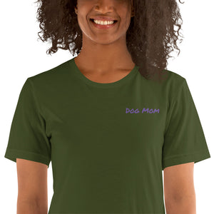 Embroidered Womens Premium "Dog Mom" T shirt