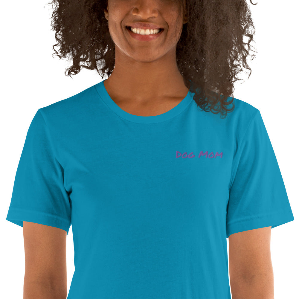 Embroidered Womens Premium "Dog Mom" T shirt