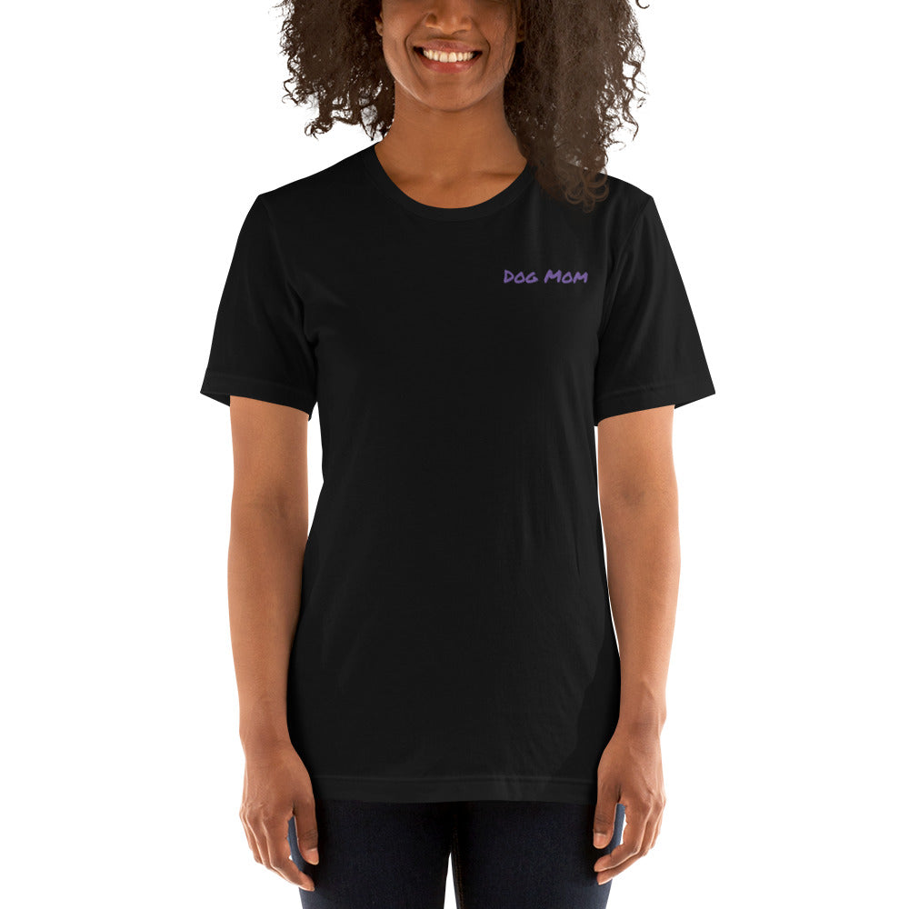 Embroidered Womens Premium "Dog Mom" T shirt