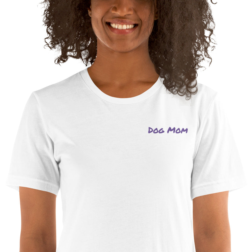 Embroidered Womens Premium "Dog Mom" T shirt