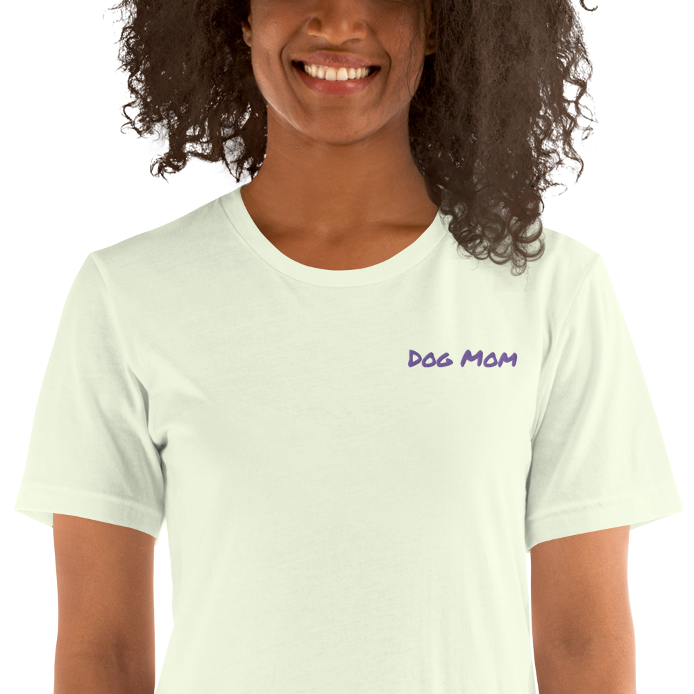 Embroidered Womens Premium "Dog Mom" T shirt