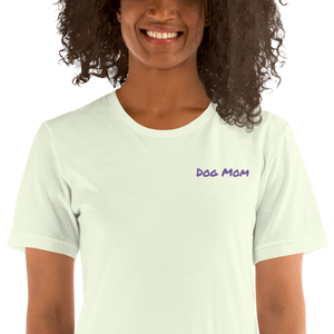 Embroidered Womens Premium "Dog Mom" T shirt