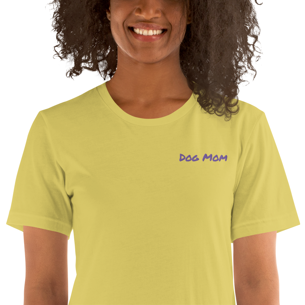 Embroidered Womens Premium "Dog Mom" T shirt