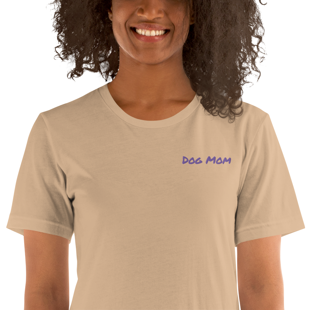 Embroidered Womens Premium "Dog Mom" T shirt