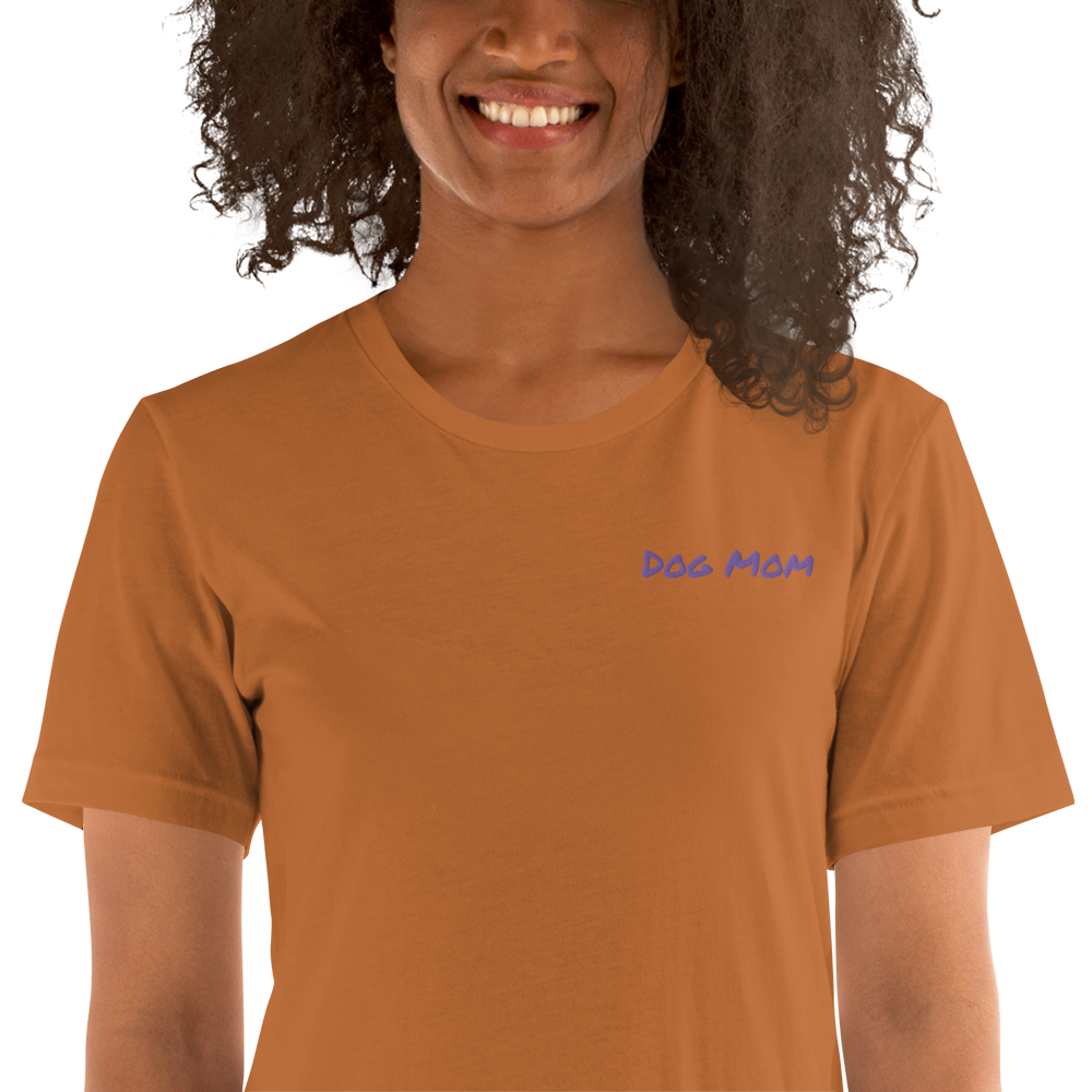 Embroidered Womens Premium "Dog Mom" T shirt